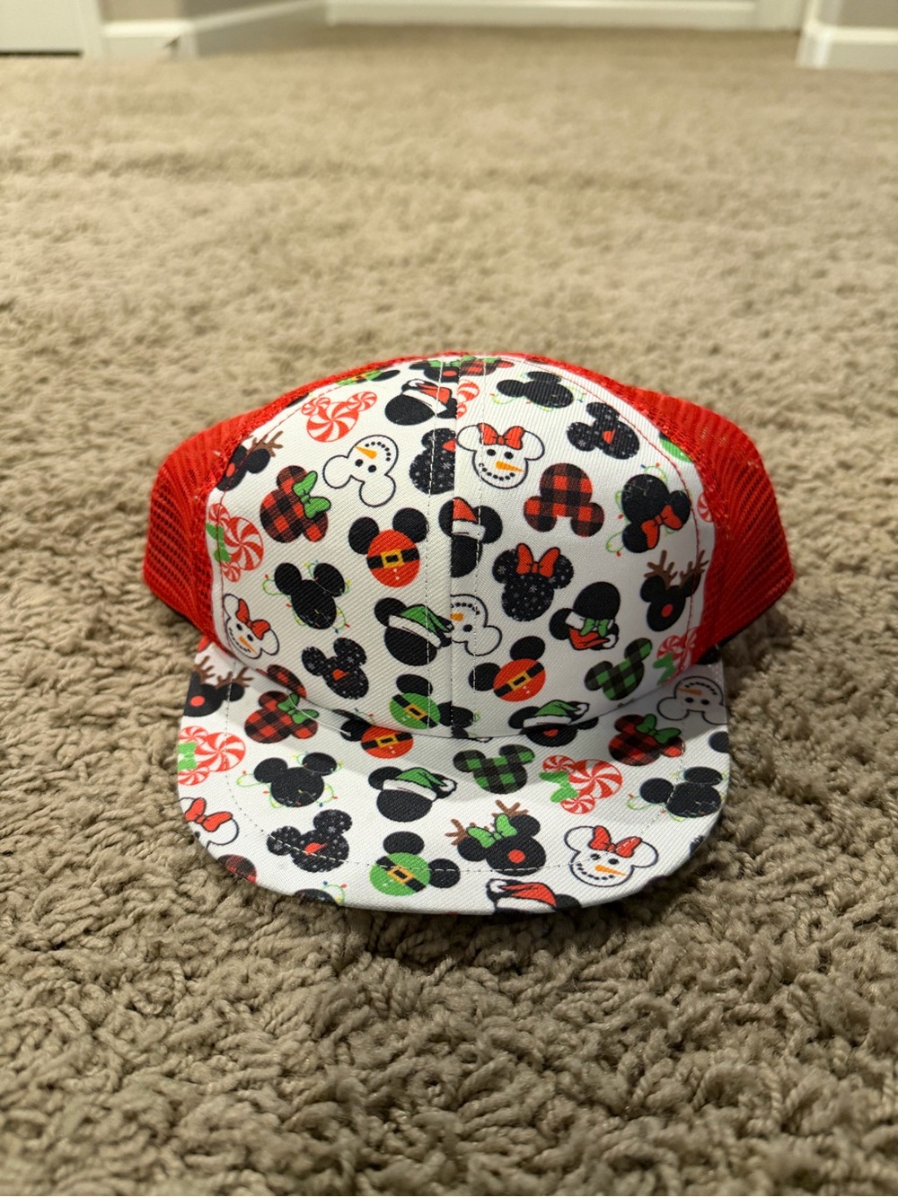 Holiday Mickey Mouse Snapback Hat - Red & White